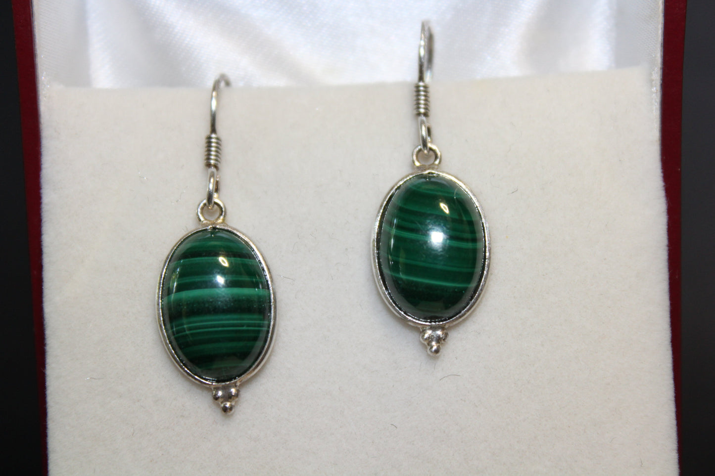 Earrings - Malachite - oval