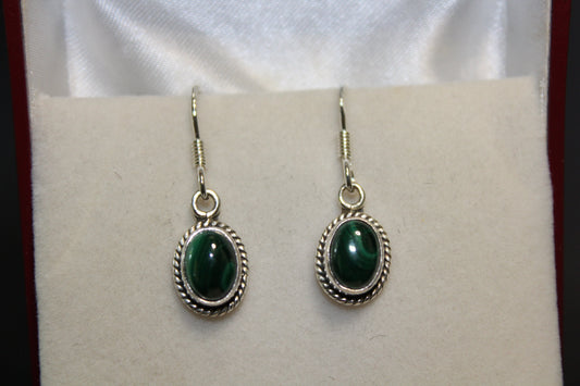 Earrings - Malachite - oval