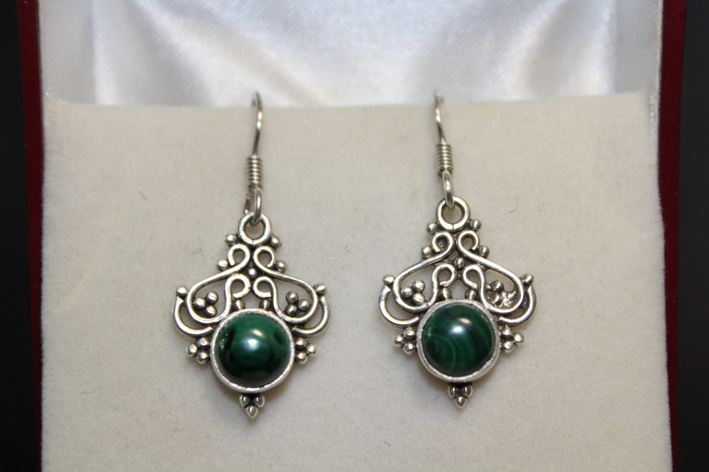 Earrings - Malachite - round
