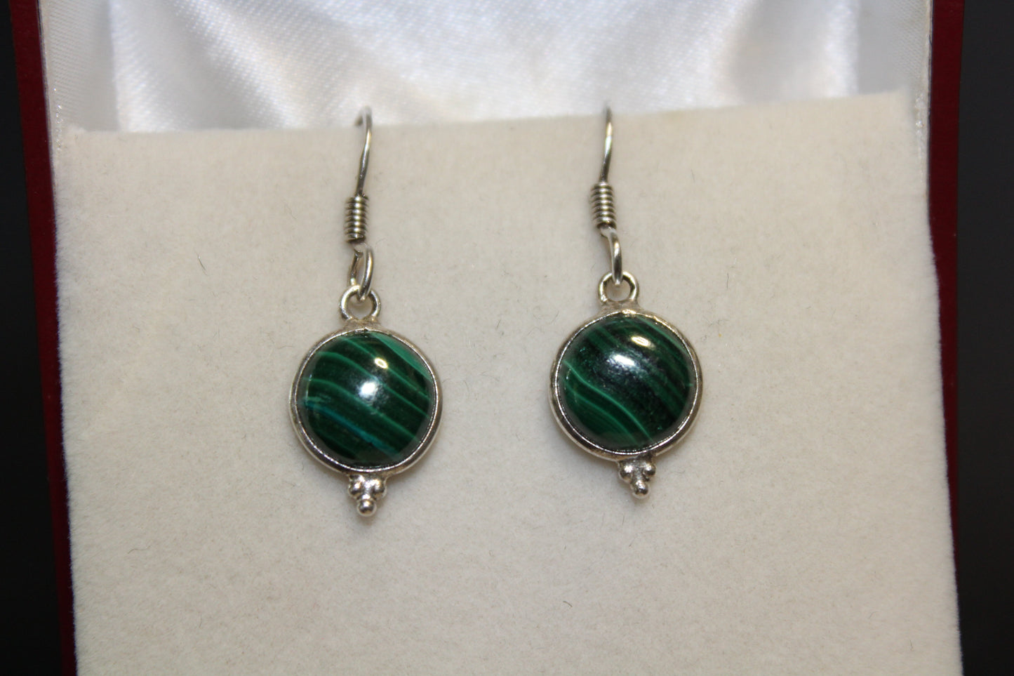 Earrings - Malachite - round