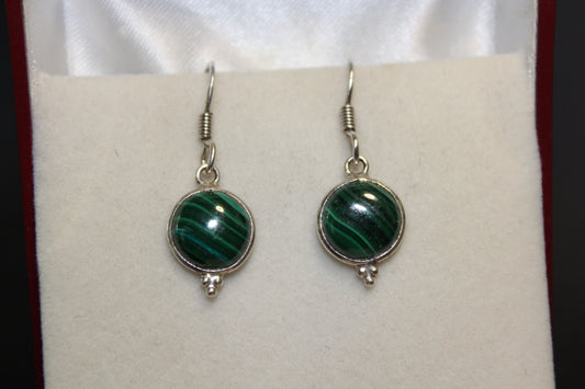 Earrings - Malachite - round