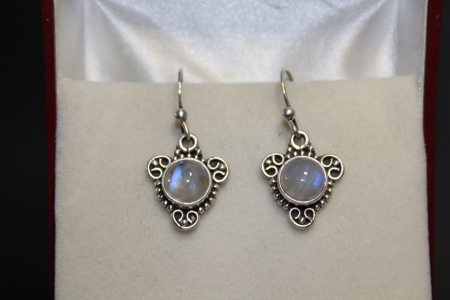 Earrings - Moonstone (Rainbow) - round