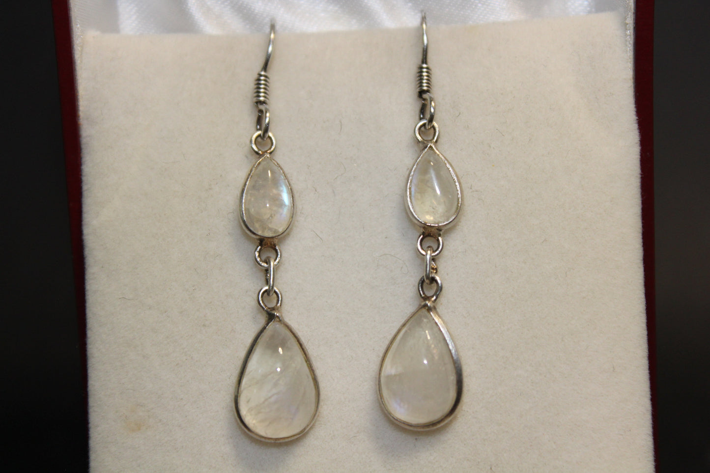 Earrings - Moonstone (Rainbow) - 2 drops - tear
