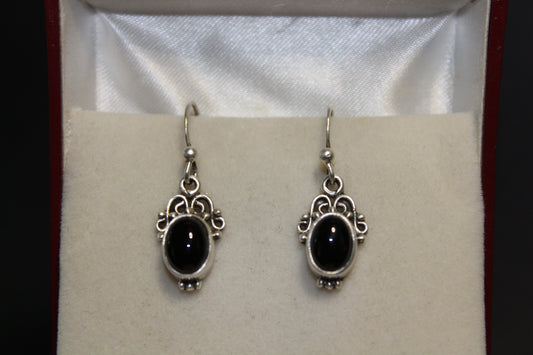 Earrings - Onyx - oval