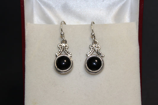 Earrings - Onyx - round