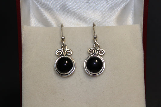 Earrings - Onyx - round