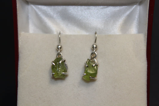 Earrings - Peridot - raw