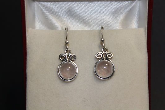 Earrings - Rose Quartz - round