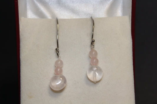 Earrings - Rose Quartz - beads