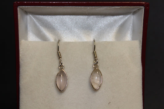Earrings - Rose Quartz - oval