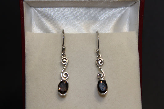 Earrings - Smoky Quartz (faceted)  - oval