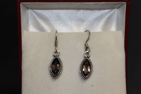 Earrings - Smoky Quartz  (faceted) - oval