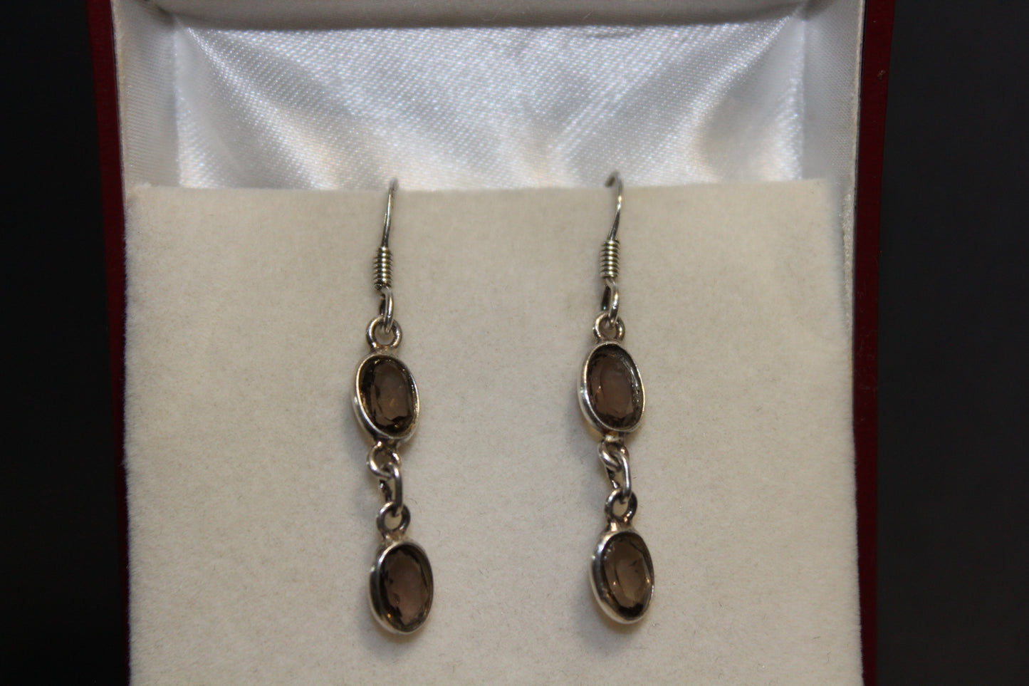 Earrings - Smoky Quartz (faceted)  - 2drops - oval
