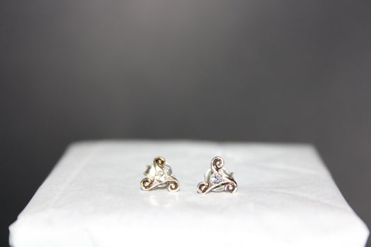 Earrings - Studs - Celtic setting with Cubic Zirconia
