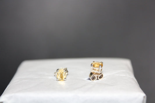 Earrings - Studs - Citrine (faceted) - square