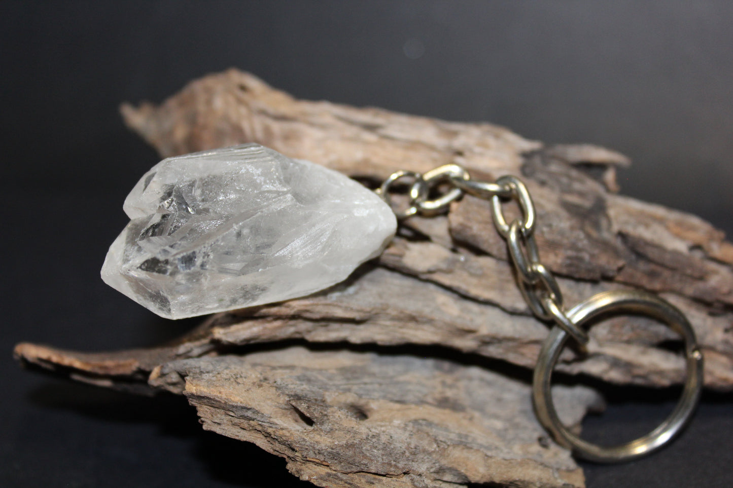 Keyring - Point - Clear Quartz