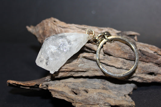 Keyring - Raw - Clear Quartz