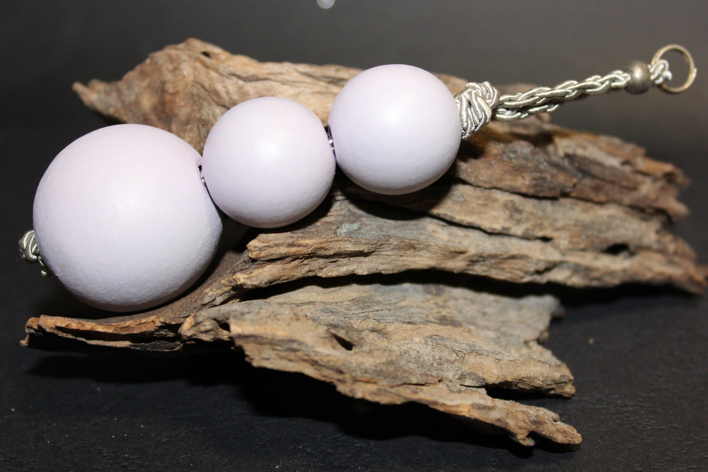 Keyring - Timber Beads/Balls - pale colours