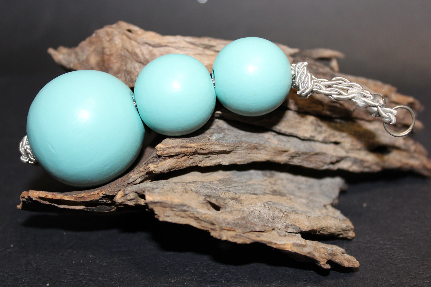 Keyring - Timber Beads/Balls - pale colours