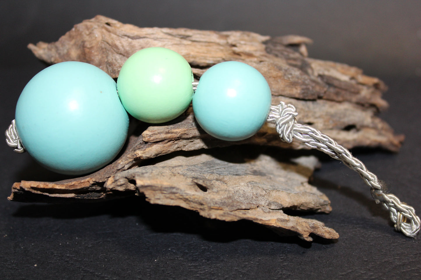 Keyring - Timber Beads/Balls - pale colours