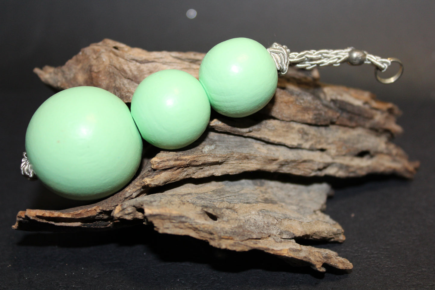 Keyring - Timber Beads/Balls - pale colours