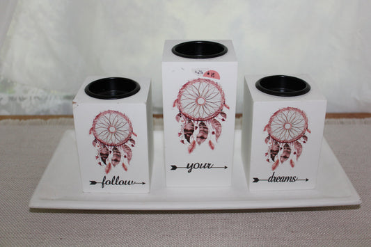 Candle Holder - Tealight - 3 piece set on tray