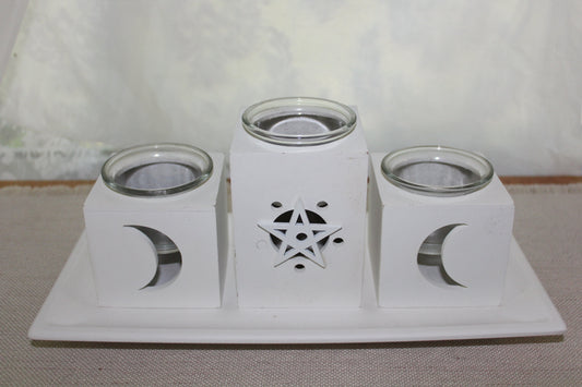 Candle Holder - Tealight - 3 piece set on tray