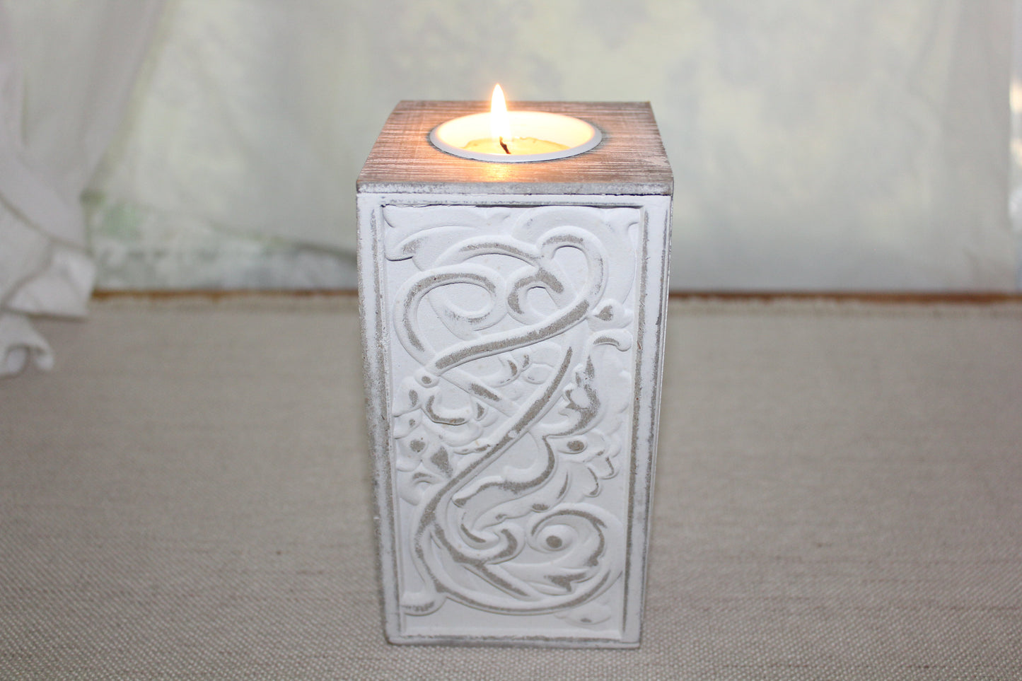 Candle Holder - Tealight - Heart filigree rectangle