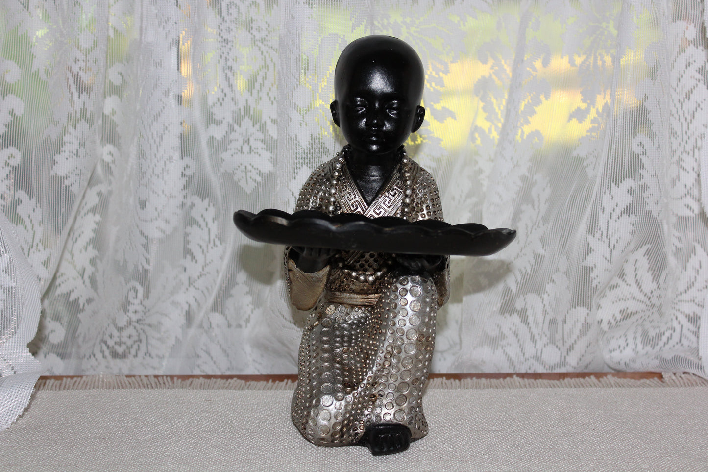 Statue - Buddha - Monk - holding plate/with robe