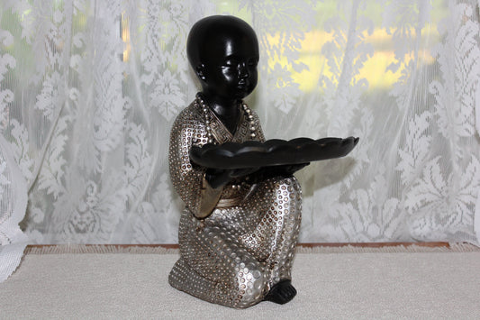 Statue - Buddha - Monk - holding plate/with robe