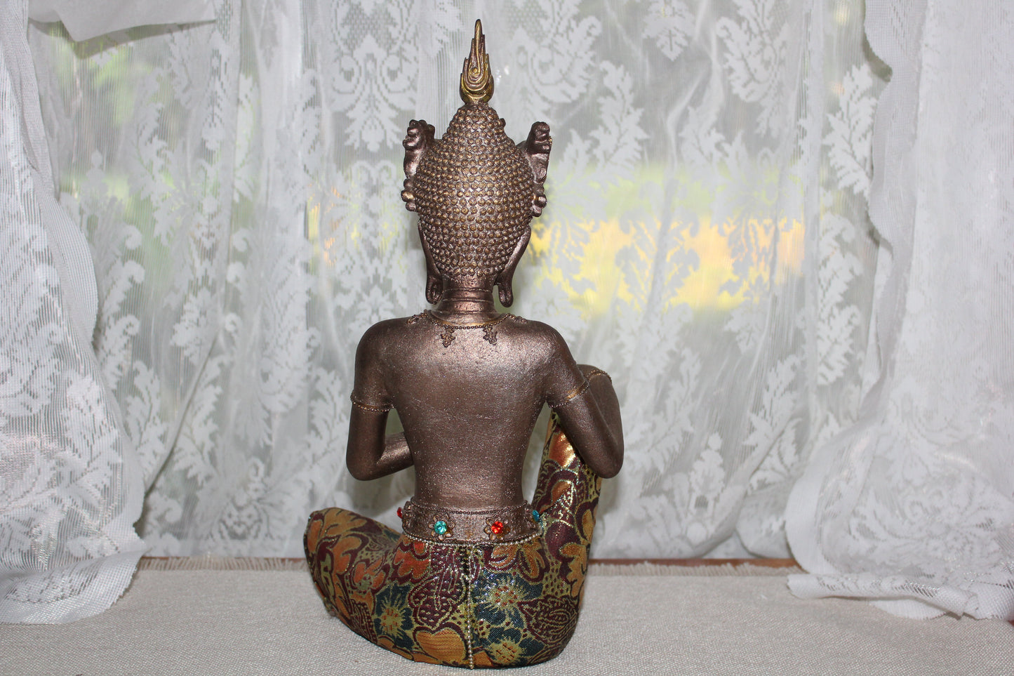 Statue - Buddha - Thai - in gold robe with gems (fabric)