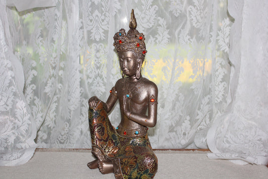 Statue - Buddha - Thai - in gold robe with gems (fabric)