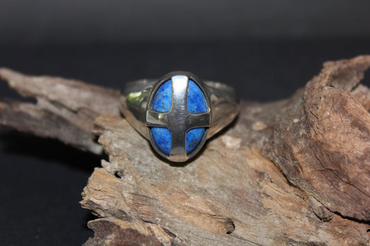 Rings - Men's - Stirling Silver - Lapis Lazuli (with cross