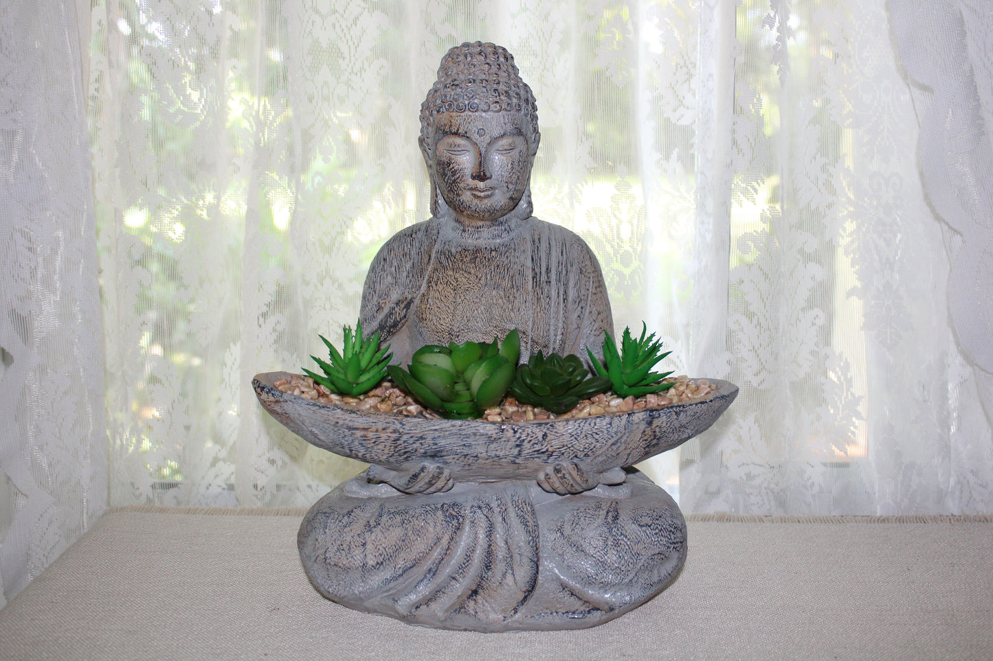 Statue - Buddha (holding succulents)