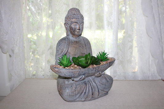 Statue - Buddha (holding succulents)