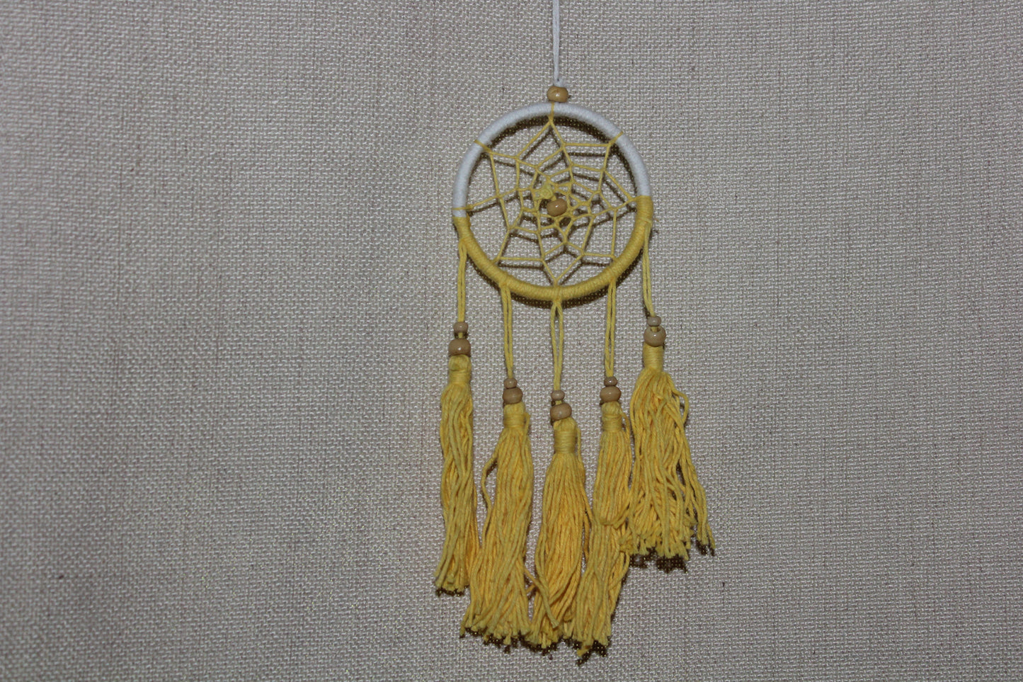 Dreamcatcher - 6cm - Yellow/White
