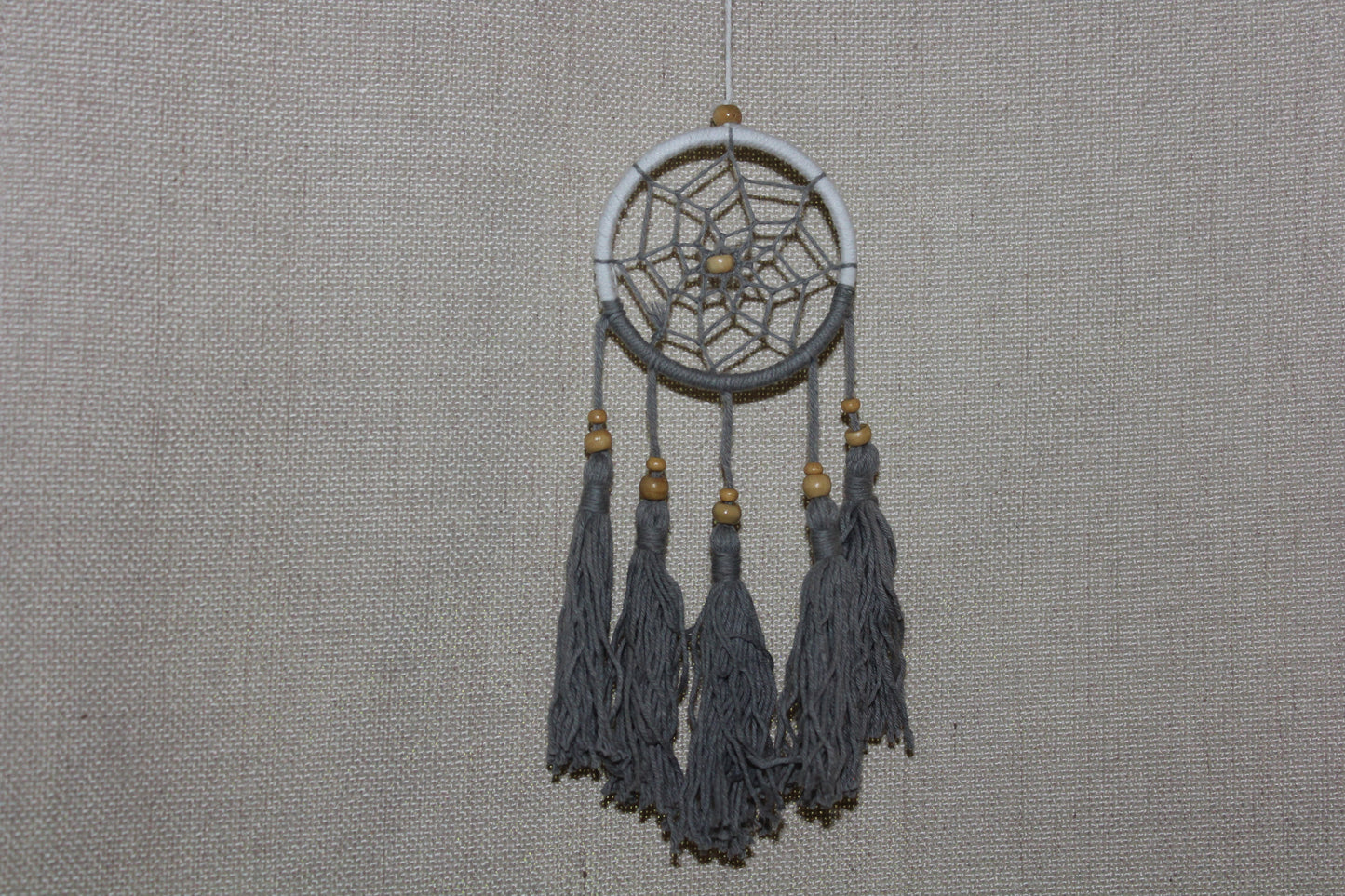 Dreamcatcher - 6cm - Grey/White