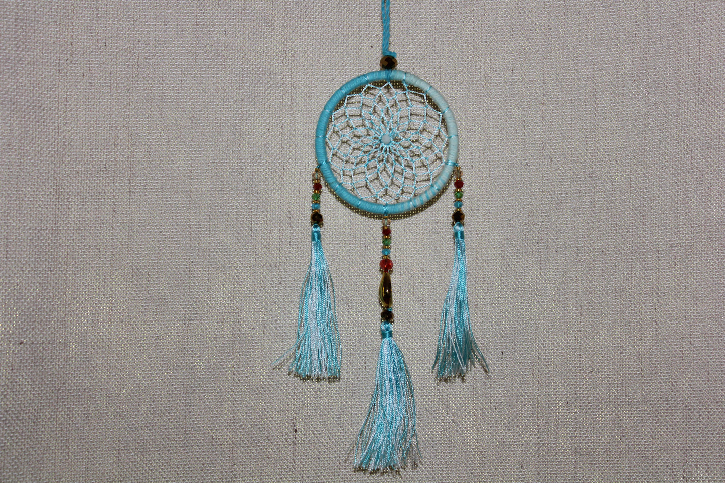Dreamcatcher - 6cm - Light Blue/White