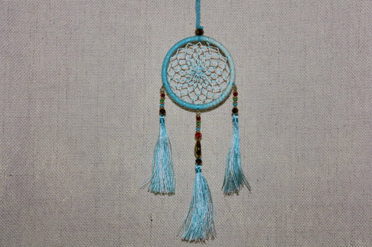 Dreamcatcher - 6cm - Light Blue/White