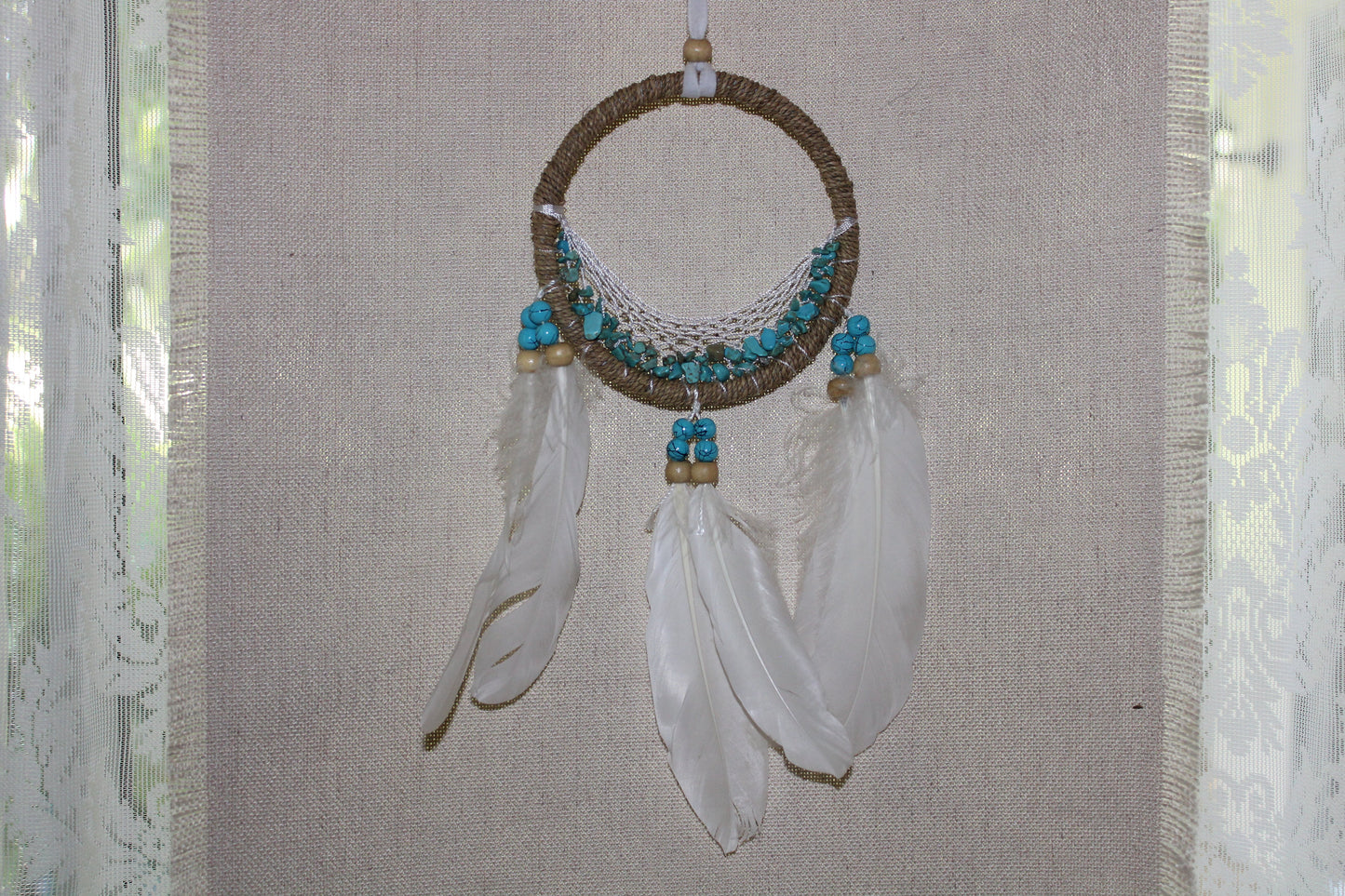 Dreamcatcher - 12cm - Ratan/Blue