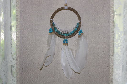 Dreamcatcher - 12cm - Ratan/Blue