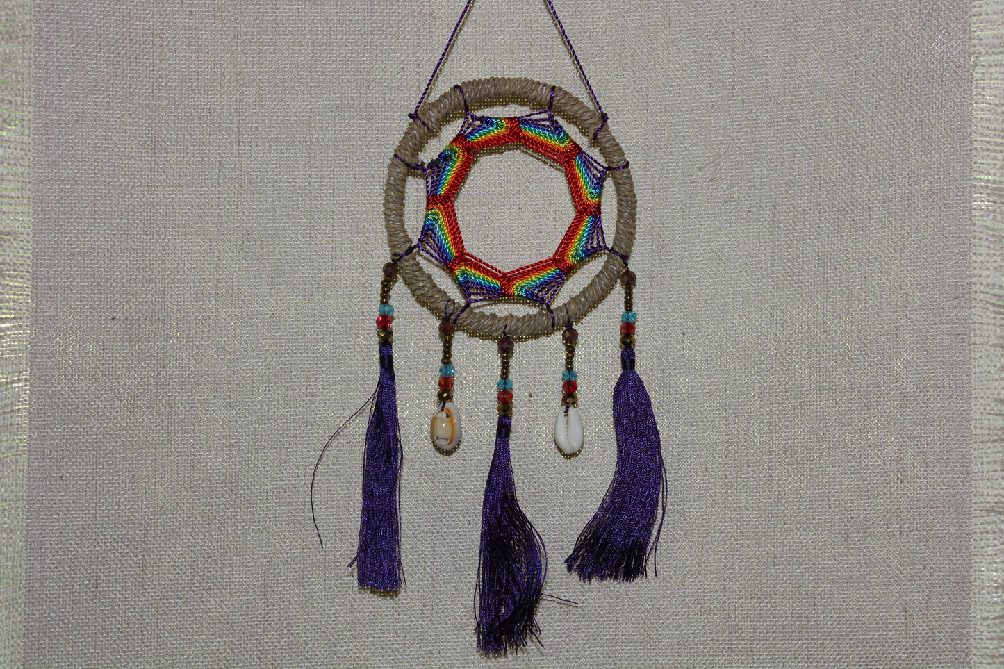 Dreamcatcher - 9cm - Ratan/Rainbow
