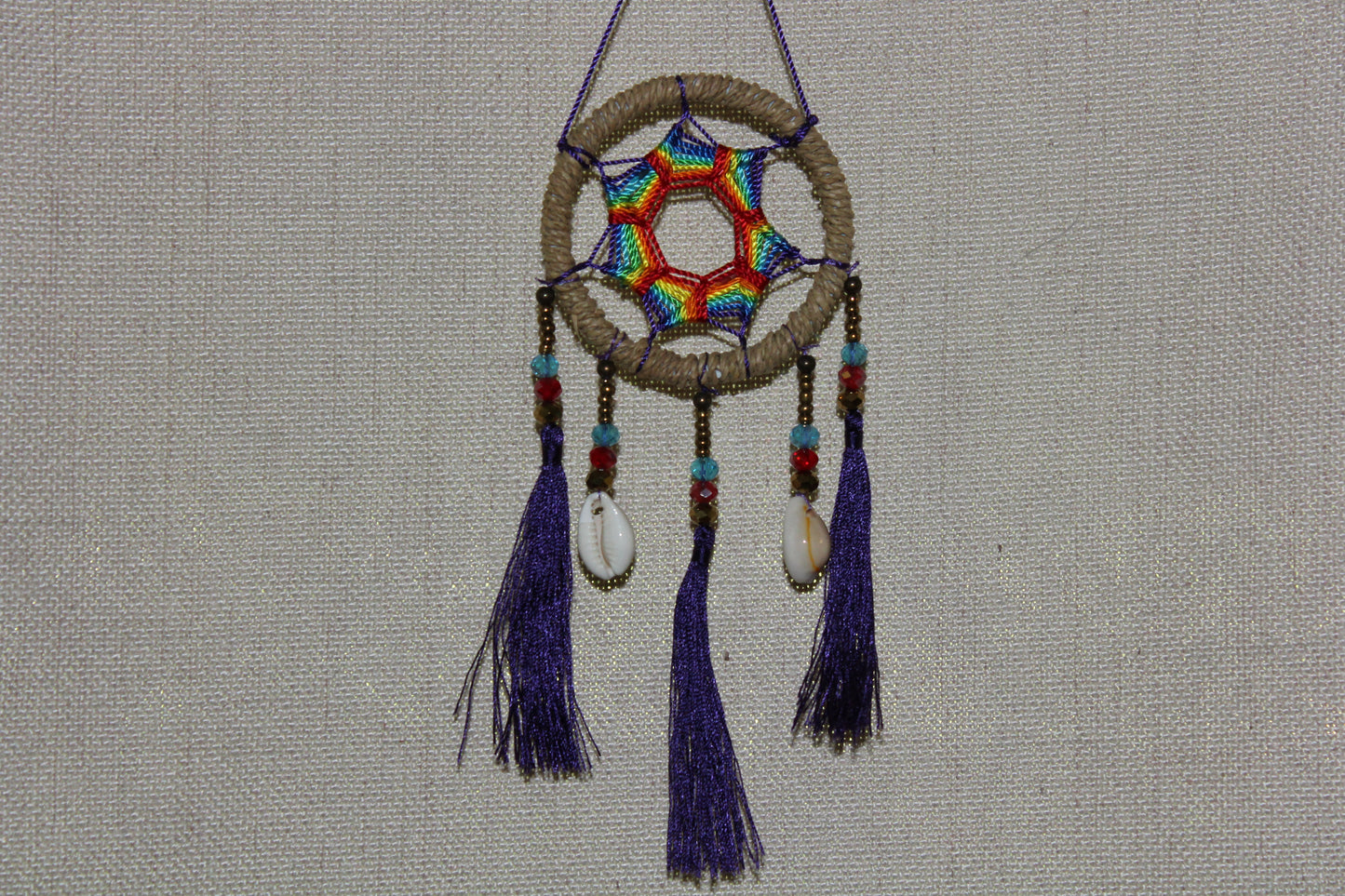 Dreamcatcher - 6cm - Ratan/Rainbow