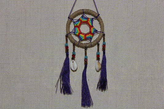 Dreamcatcher - 6cm - Ratan/Rainbow