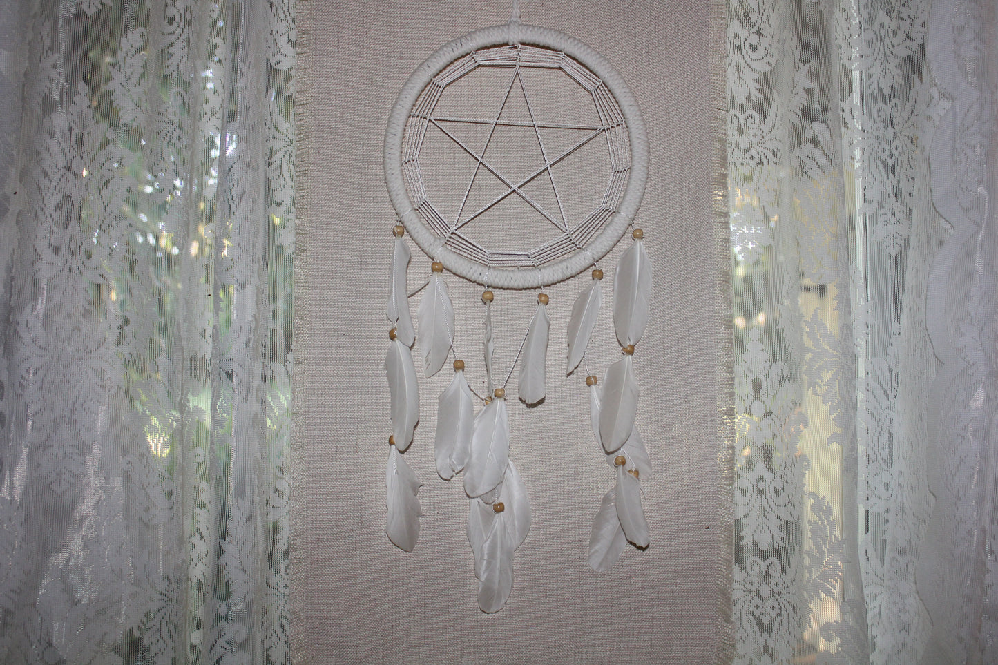 Dreamcatcher - 22cm - White (Pentagram)
