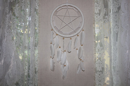 Dreamcatcher - 22cm - White (Pentagram)