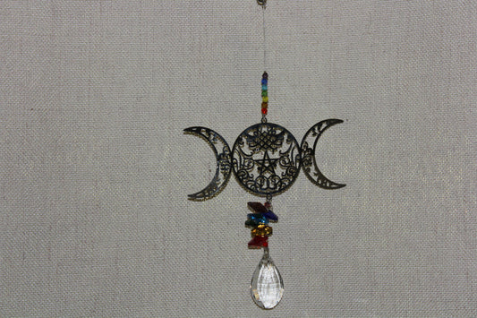 Suncatcher - Wiccan design with chakra beads