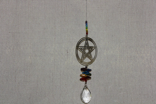 Suncatcher - Wiccan design with chakra beads