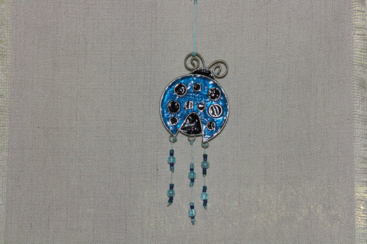 Suncatcher - Stained Glass - ladybug  (blue)