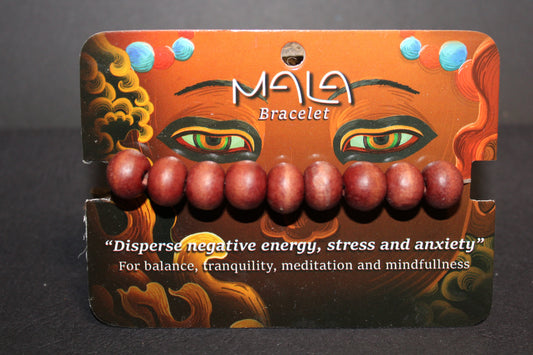 Bracelet - Beads - Mala (timber/red)